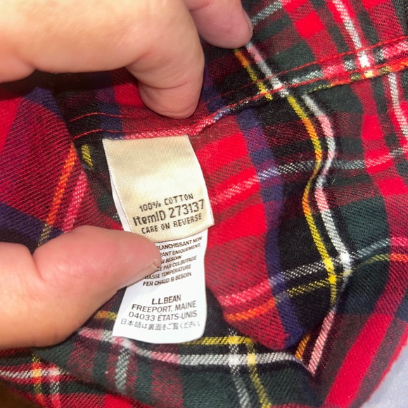LLBean Relaxed Fit Flannel Shirt Red Plaid Cotton Button Down Long Sleeve Mens L - Picture 10 of 14